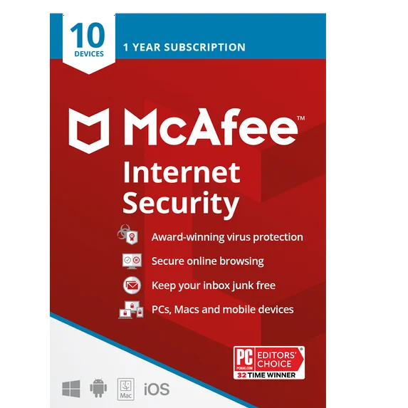 McAfee Internet Security – 10 uređaja – 1 godina – Antivirus licenca